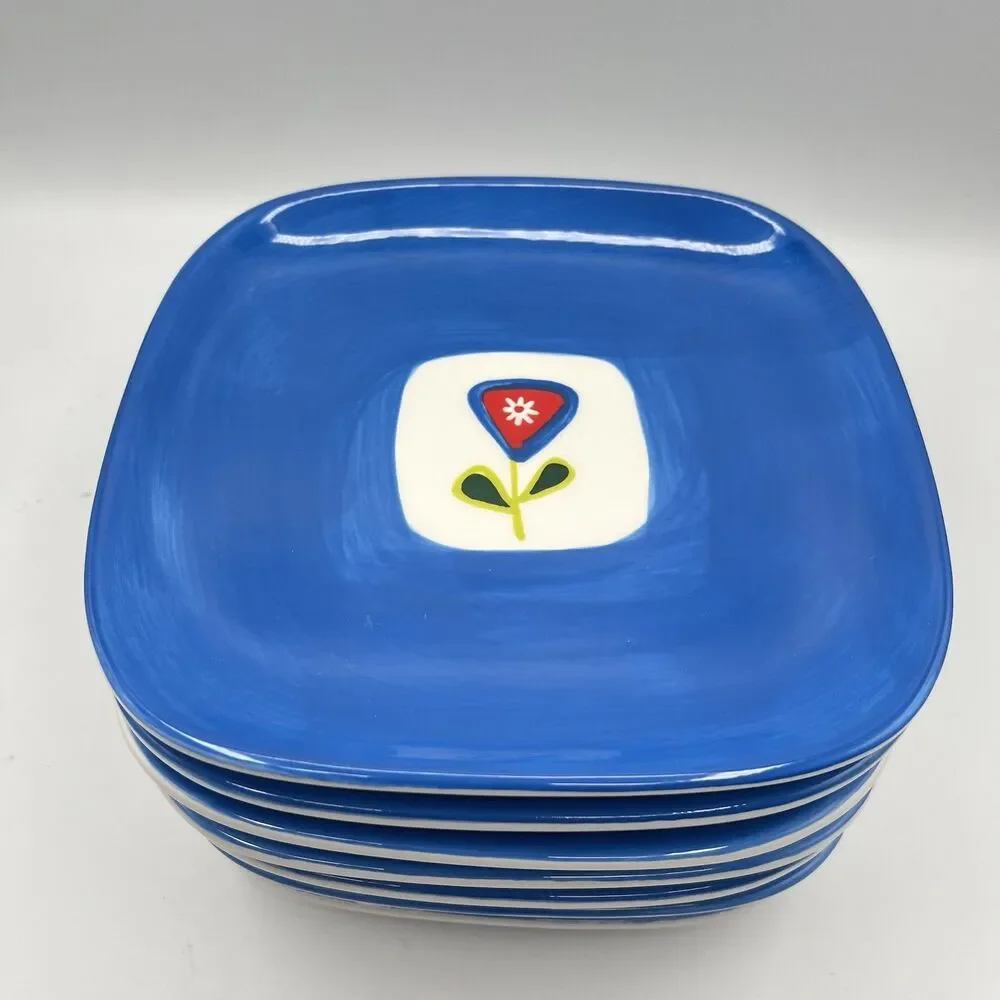 Winston Porter Borgeo Plates Set Of 8 - Blue